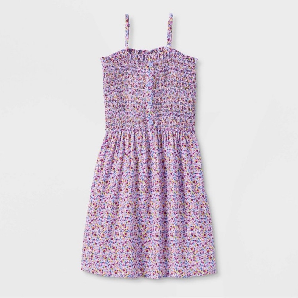 NWT* XS GIRLS Smocked Button-Front Dress, Art Class, Purple XS